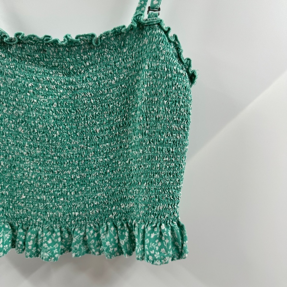 Hollister Turquoise Floral Smocked Tank Top – Size Medium - Picture 3 of 7